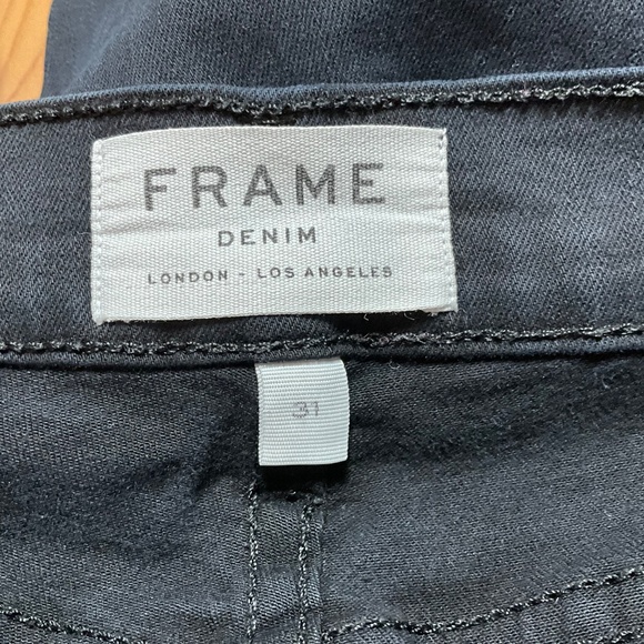 FRAME Le High Straight in Film Noir Jeans Cotton Blend US Sz 31 - Picture 5 of 14